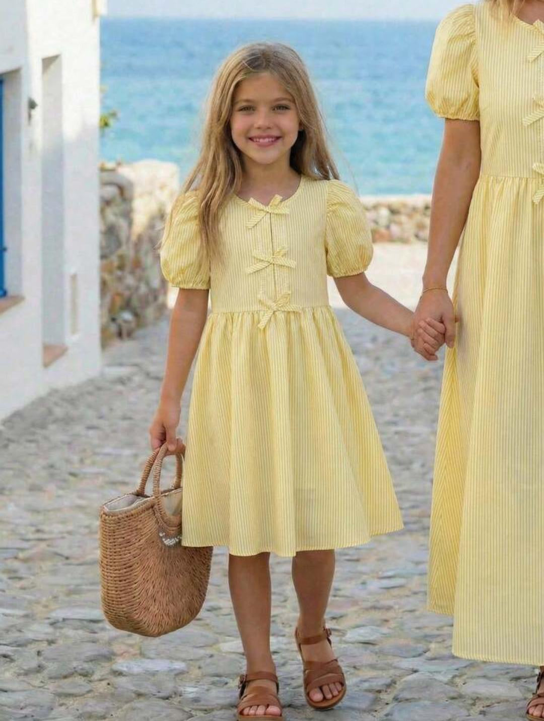 Emery Rose Kids Emery Rose Kids Vestido de verano casual de cuello redondo