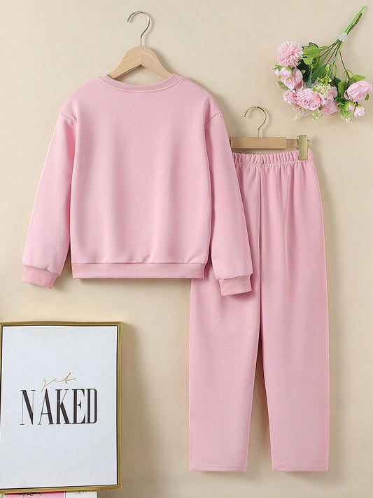 Conjunto Rosa De Sudadera Y Pantalón Deportivo Para Niña