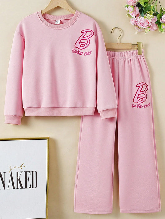 Conjunto Rosa De Sudadera Y Pantalón Deportivo Para Niña