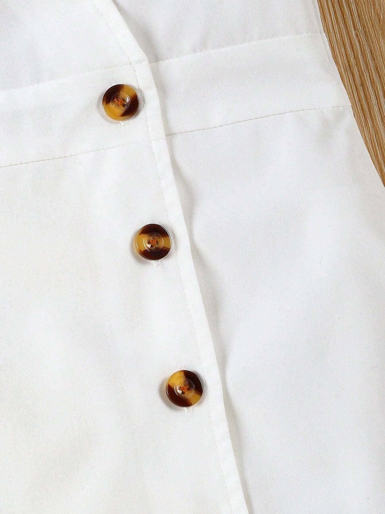 Vestido Blanco con Volantes y Botones para Niñas