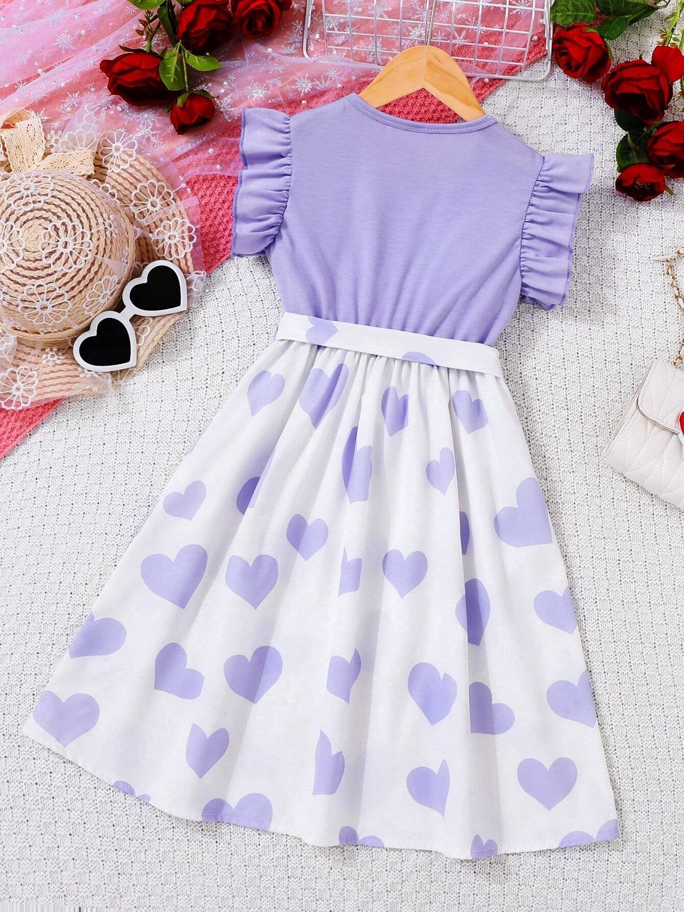 Vestido Morado Con Corazones Para Niña