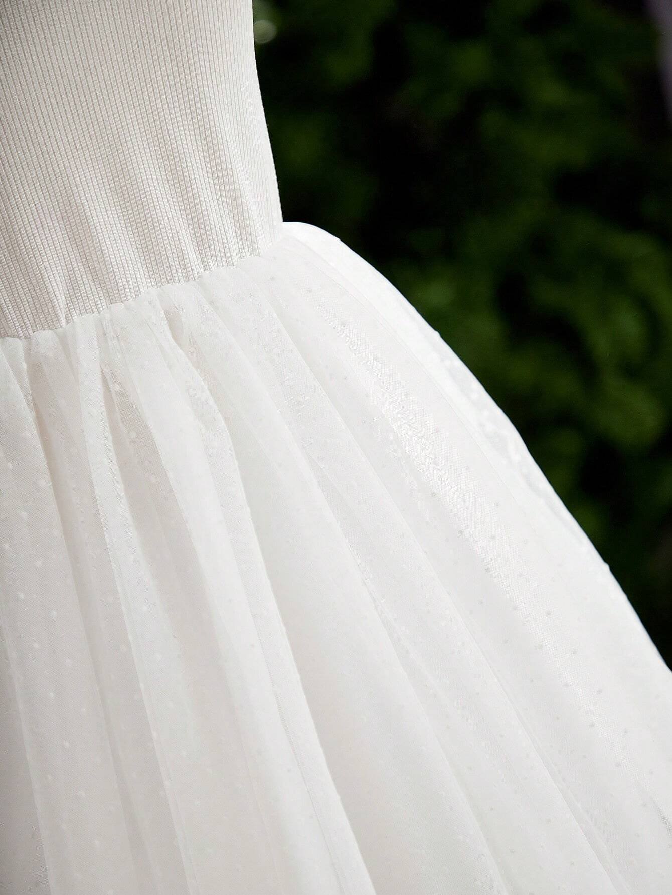 Vestido Blanco Con Tul De Princesa Para Niña Elegante