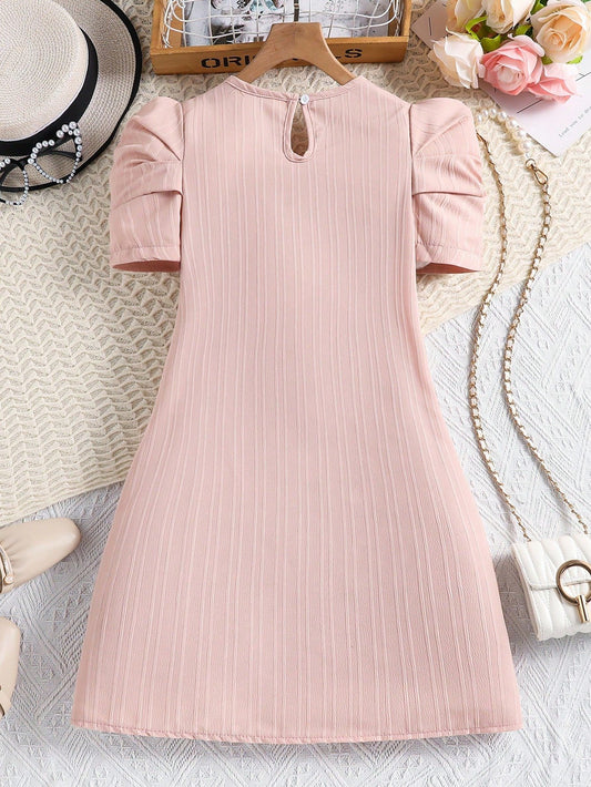 Vestido Rosa Pálido Para Niña (Cinturón No Incluido)