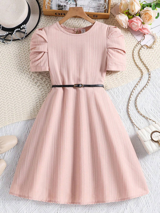 Vestido Rosa Pálido Para Niña (Cinturón No Incluido)