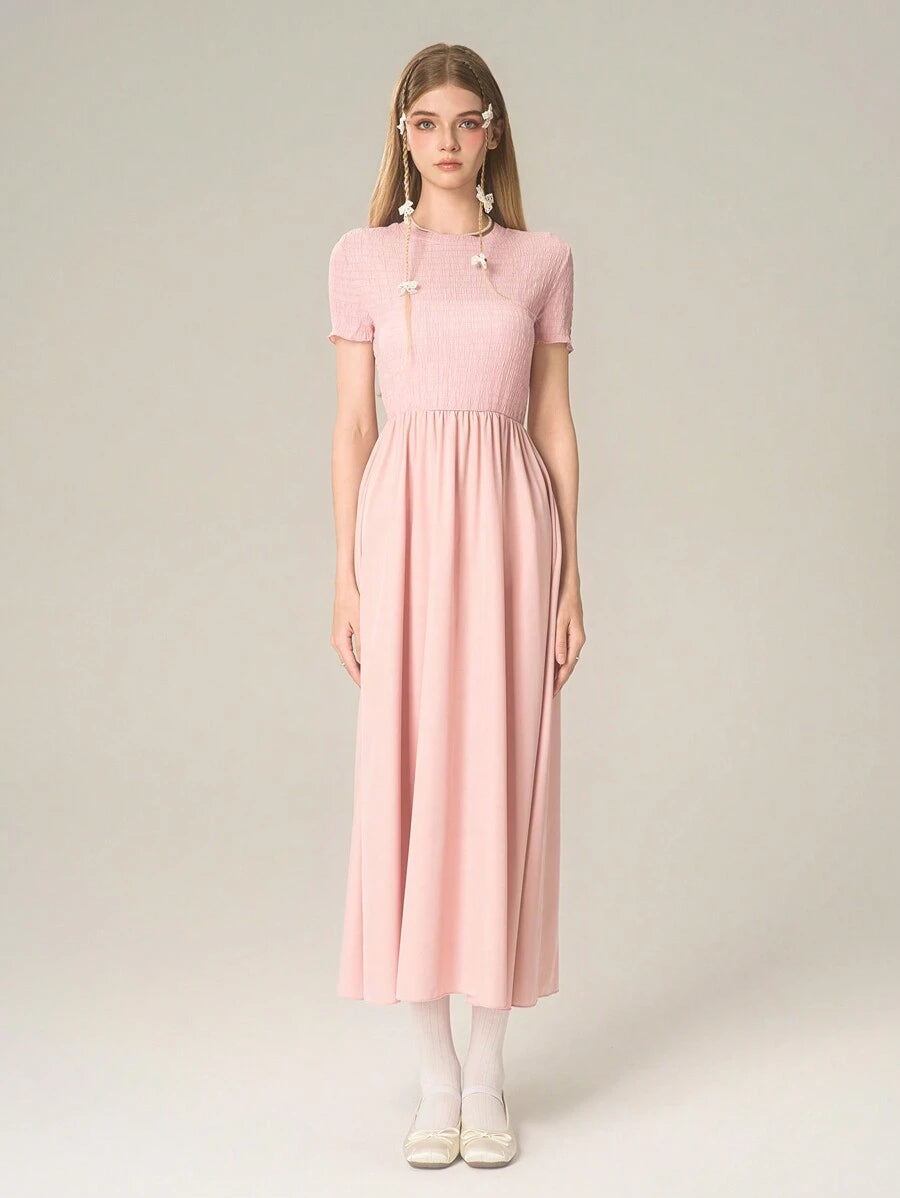 Vestido Rosa Elegante Con Corte A Línea Para Niña