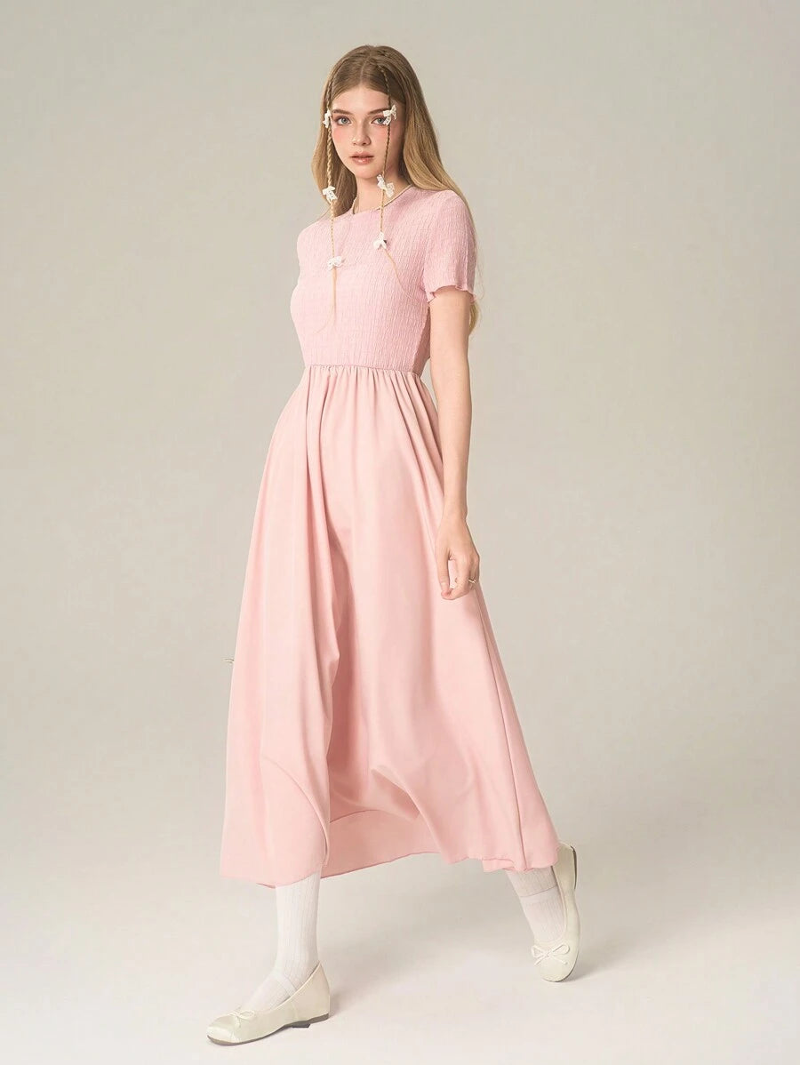 Vestido Rosa Elegante Con Corte A Línea Para Niña