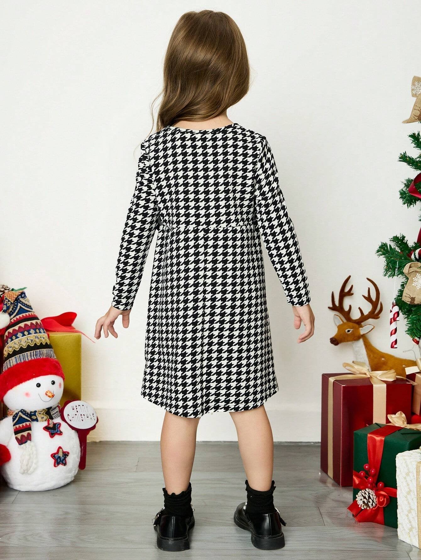 Vestido Blanco Y Negro Con Moño Elegante Para Niña