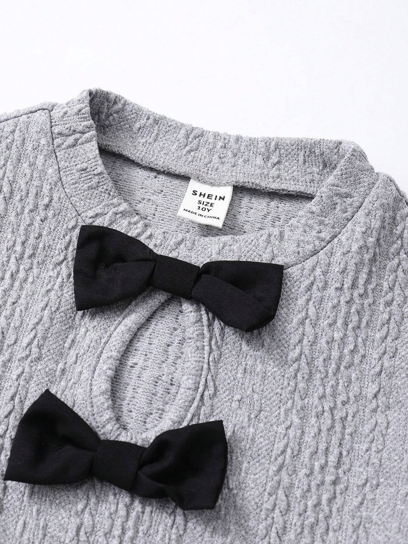 Vestido Gris Con Lazo Elegante Para Niña Preadolecente