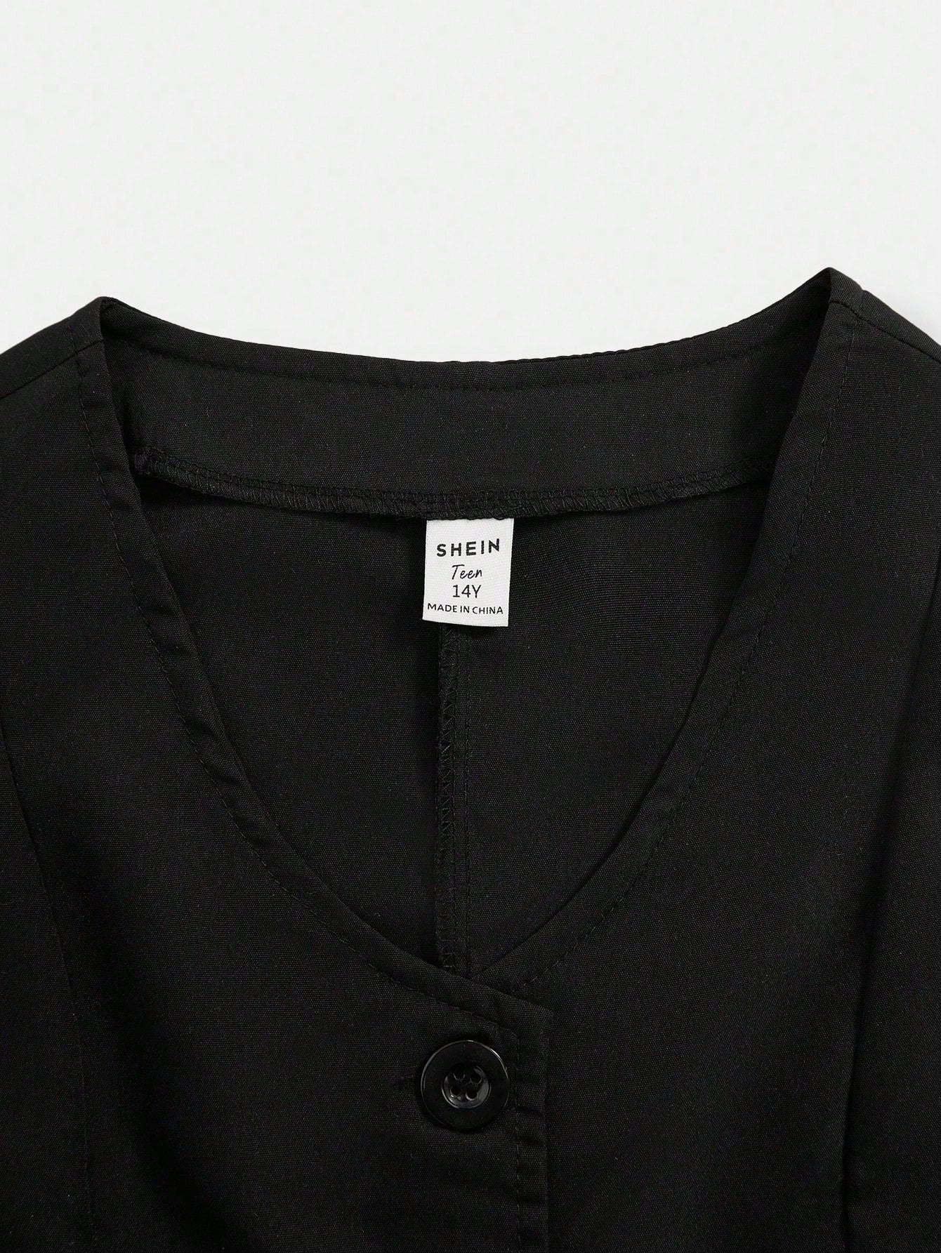 Conjunto Negro Elegante Con Chaleco Y Pantalón Para Niña