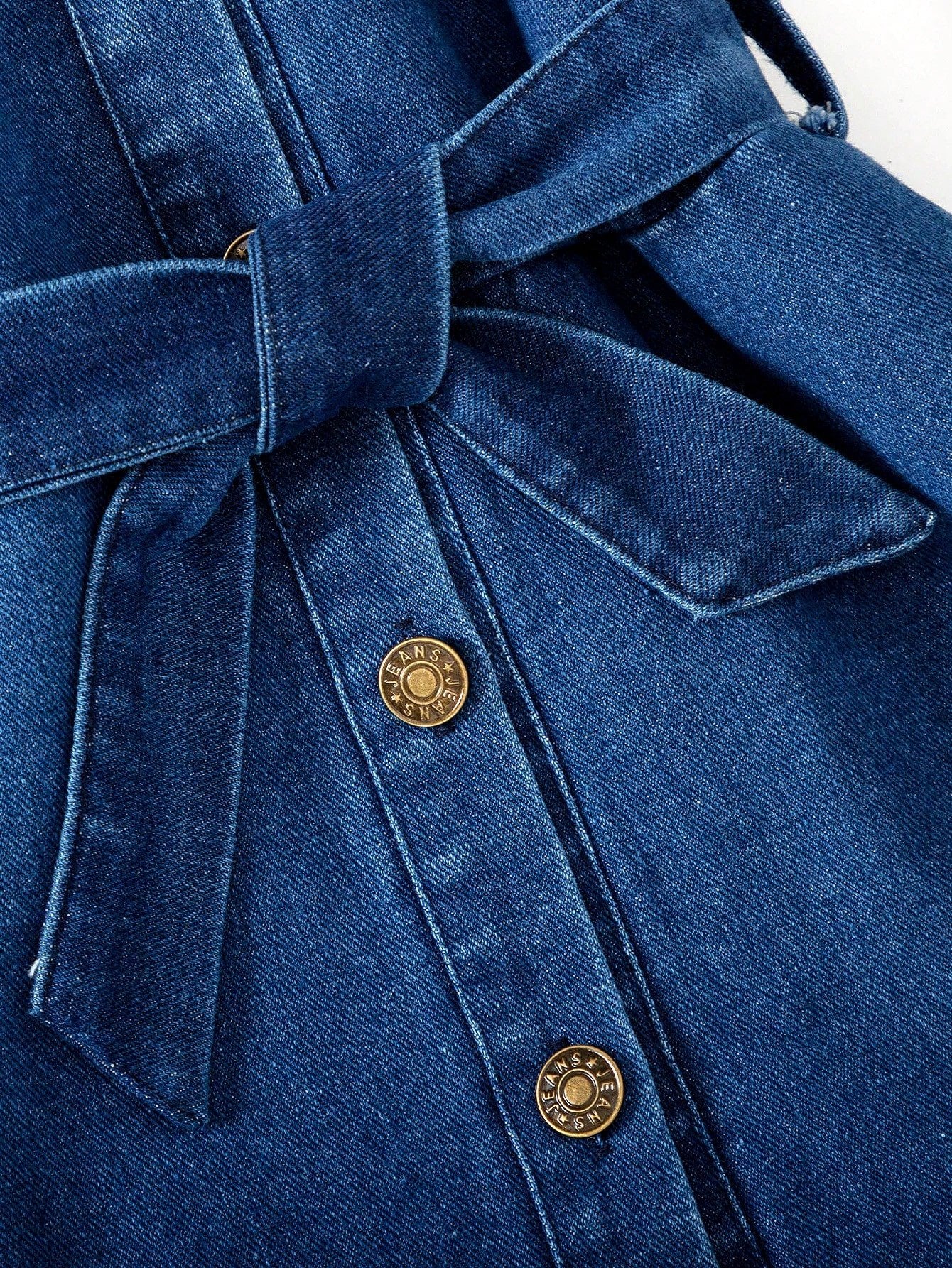Vestido Camisero De Mezclilla Azul Para Niña Con Volantes