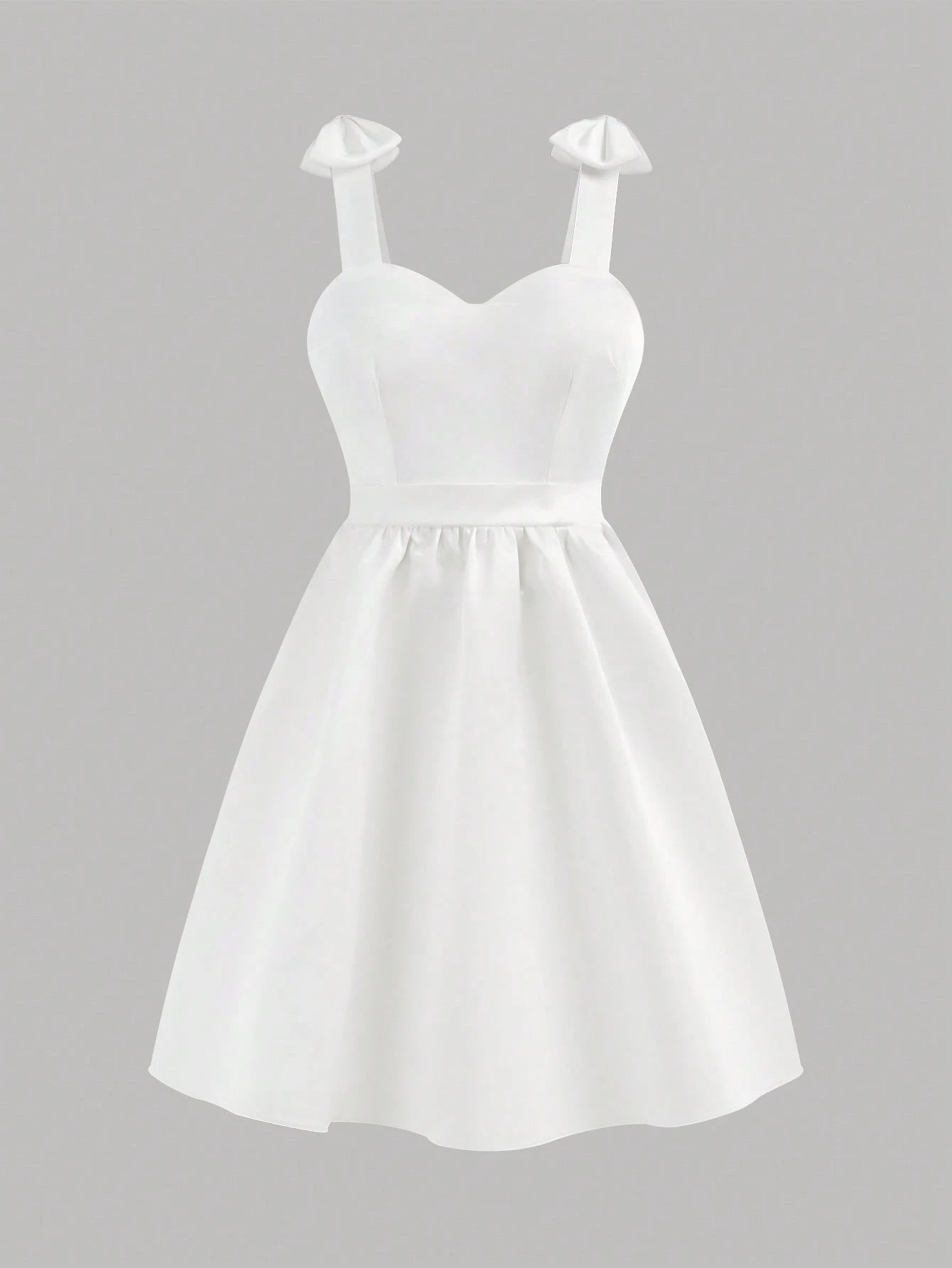Vestido Blanco Corto Con Lazo Para Niña
