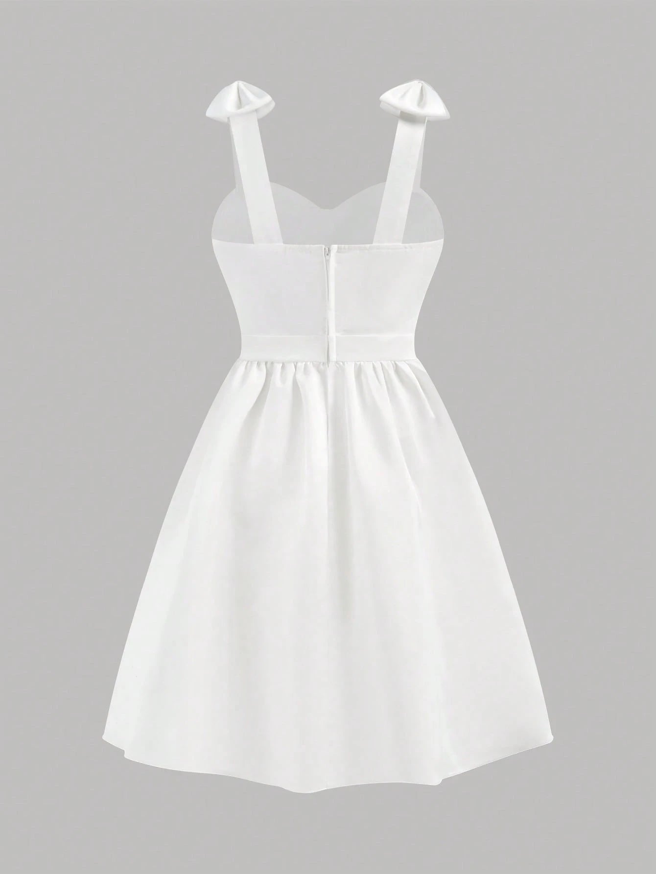 Vestido Blanco Corto Con Lazo Para Niña
