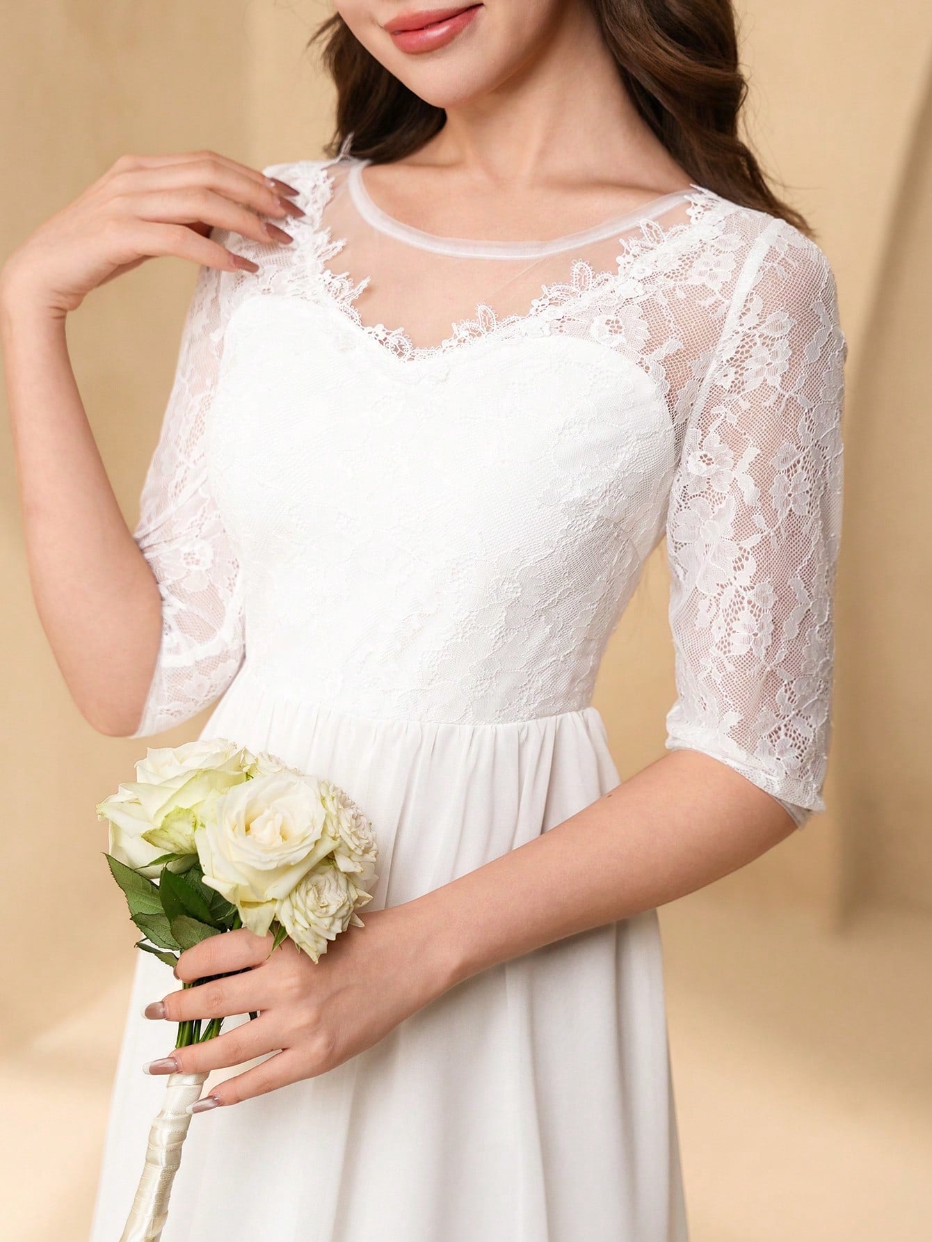 Vestido Blanco Elegante Con Encaje Para Niña