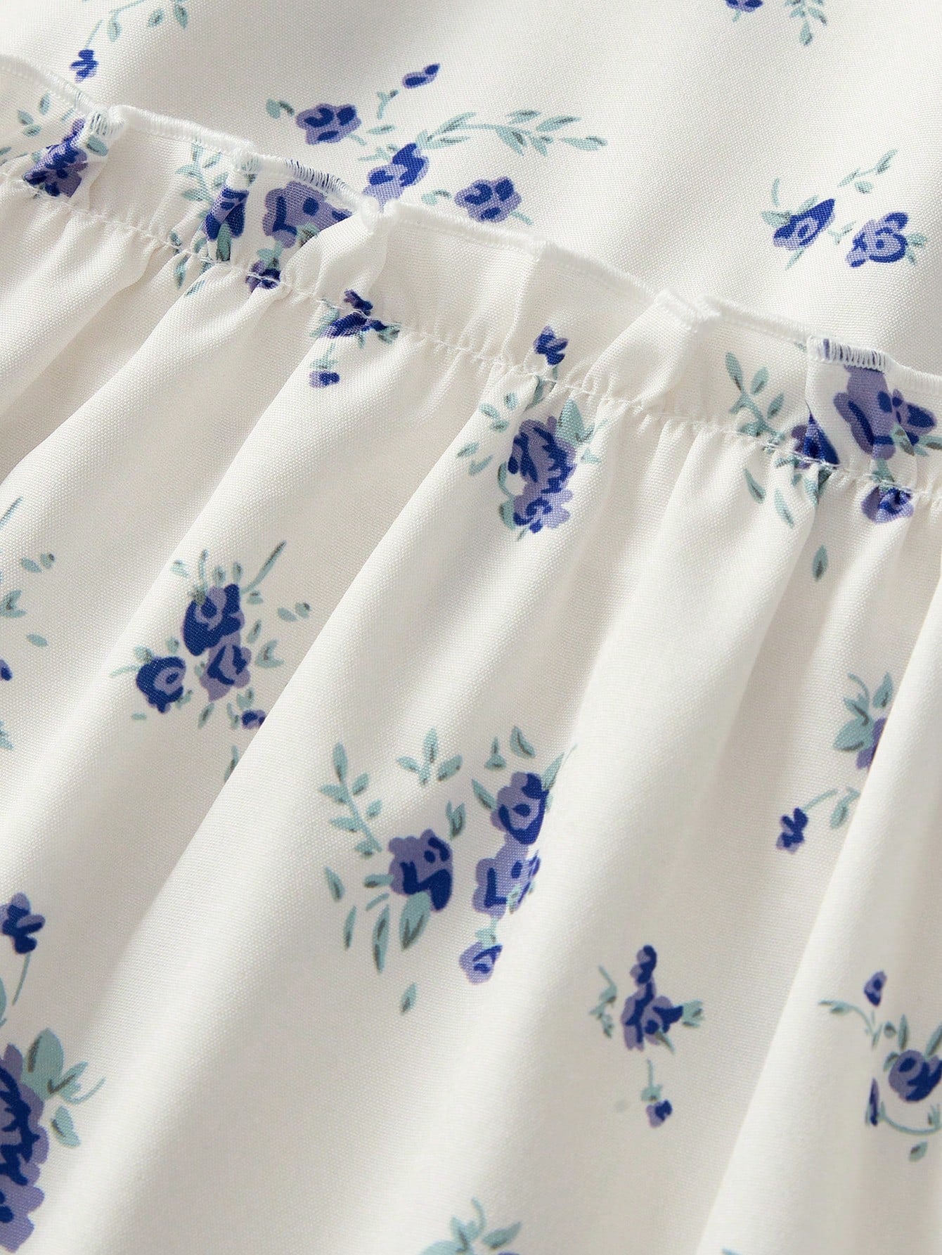 Vestido Floral Con Lazo Azul Para Niña