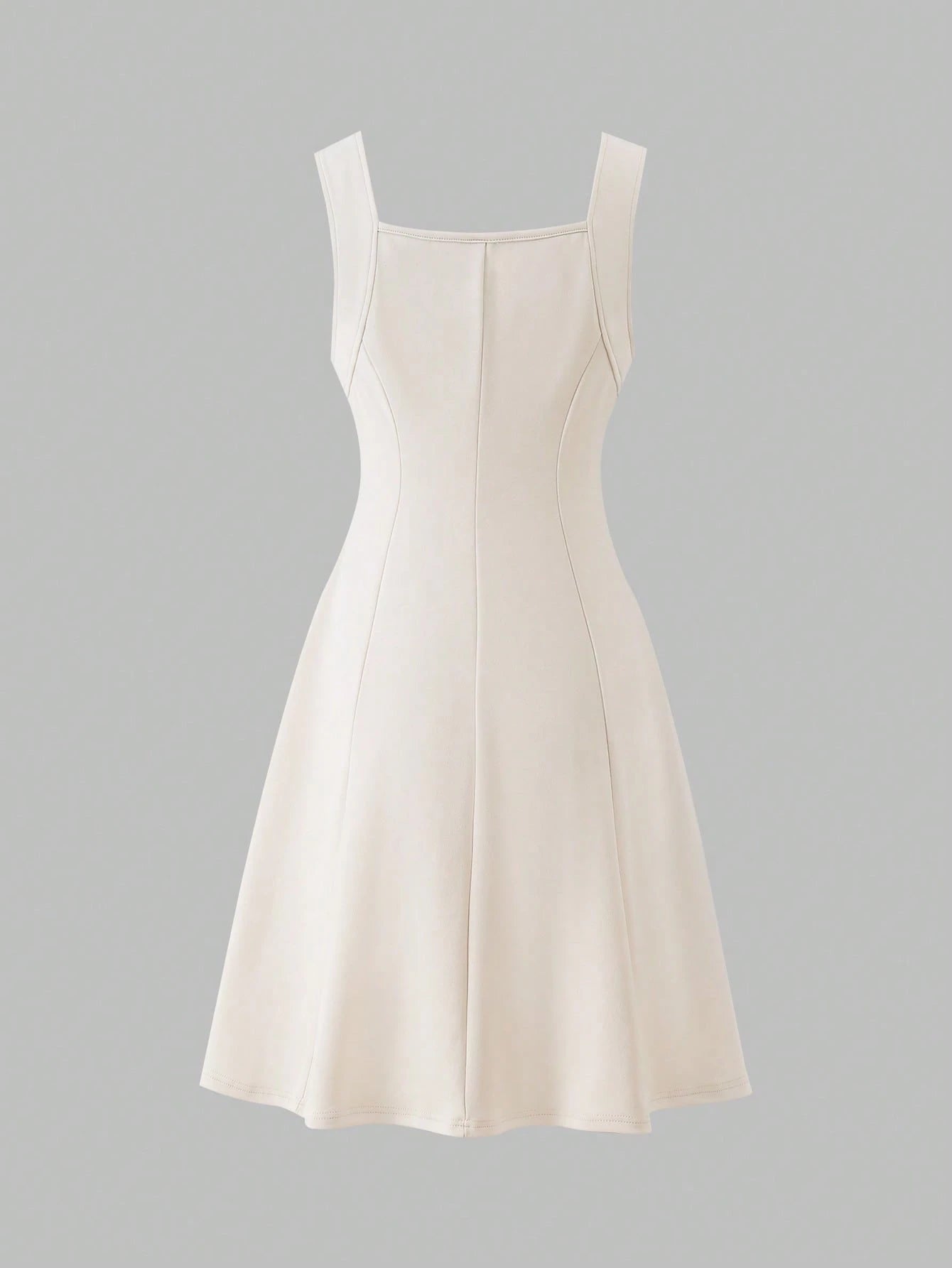 Vestido Beige Con Moño Negro Elegante Para Adolescente