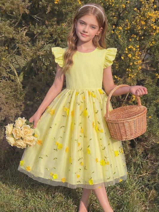 Vestido de niña de las flores estilo forestal europeo y americano