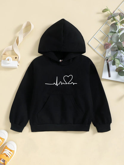 Conjunto Sudadera Y Pantalón Deportivo Negra Con Corazón Para Niña
