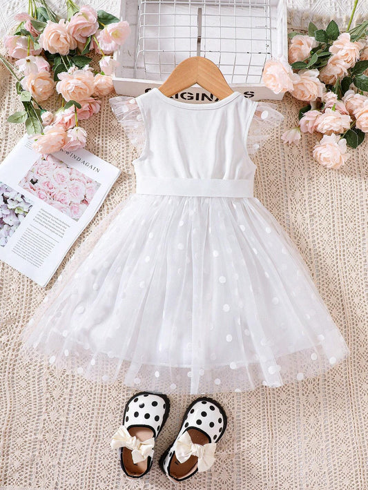 Vestido Blanco De Tul Para Niña Con Lazo