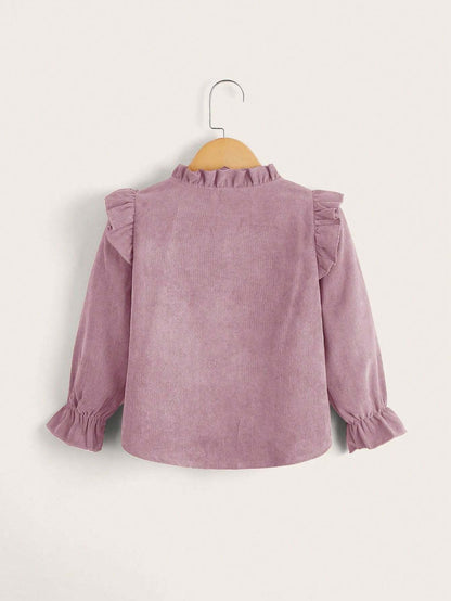 Blusa Rosa De Pana Para Niña Con Volantes