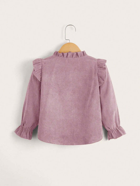 Blusa Rosa De Pana Para Niña Con Volantes