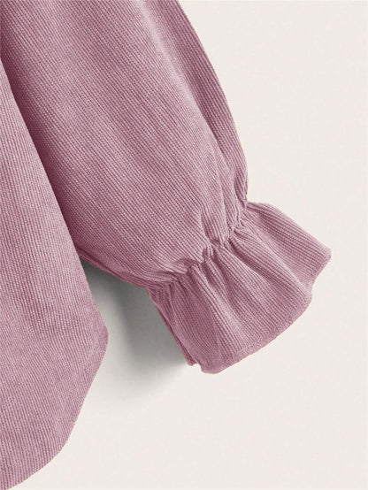Blusa Rosa De Pana Para Niña Con Volantes