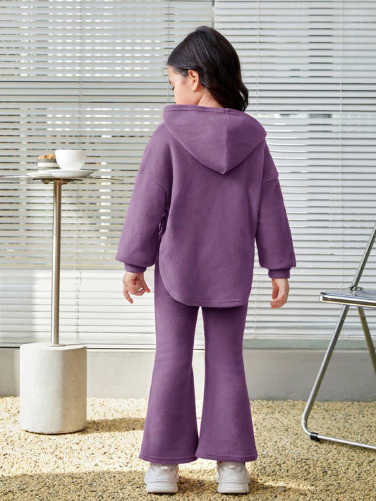 Conjunto Morado De Pants Y Sudadera Con Capucha