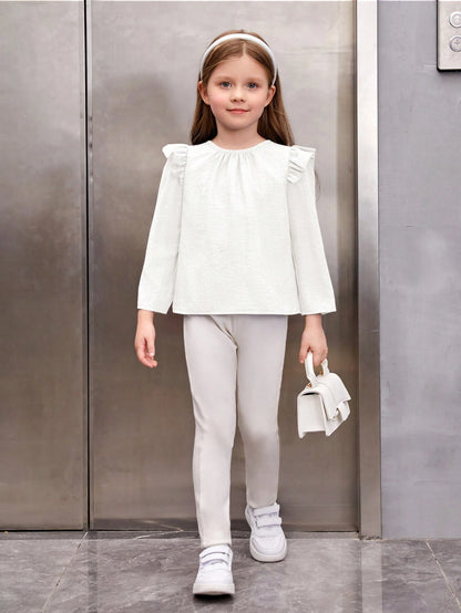 Blusa Blanca Con Volantes Y Botones En La Espalda