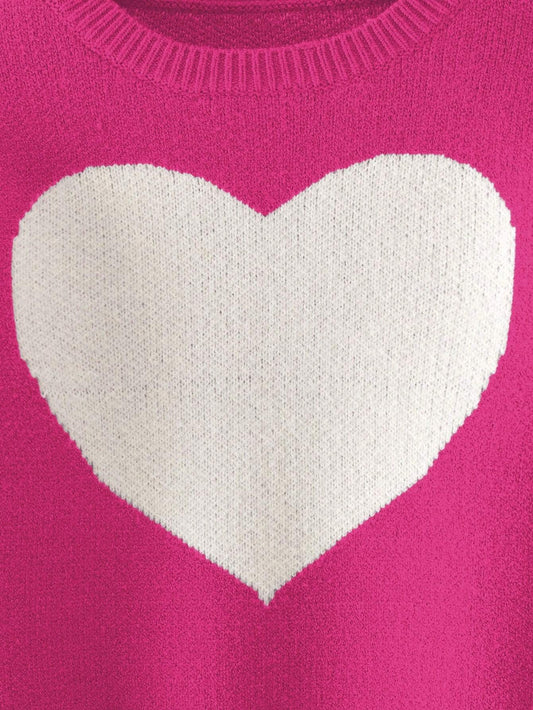 Suéter Fucsia Para Niña Con Corazón Y Volantes