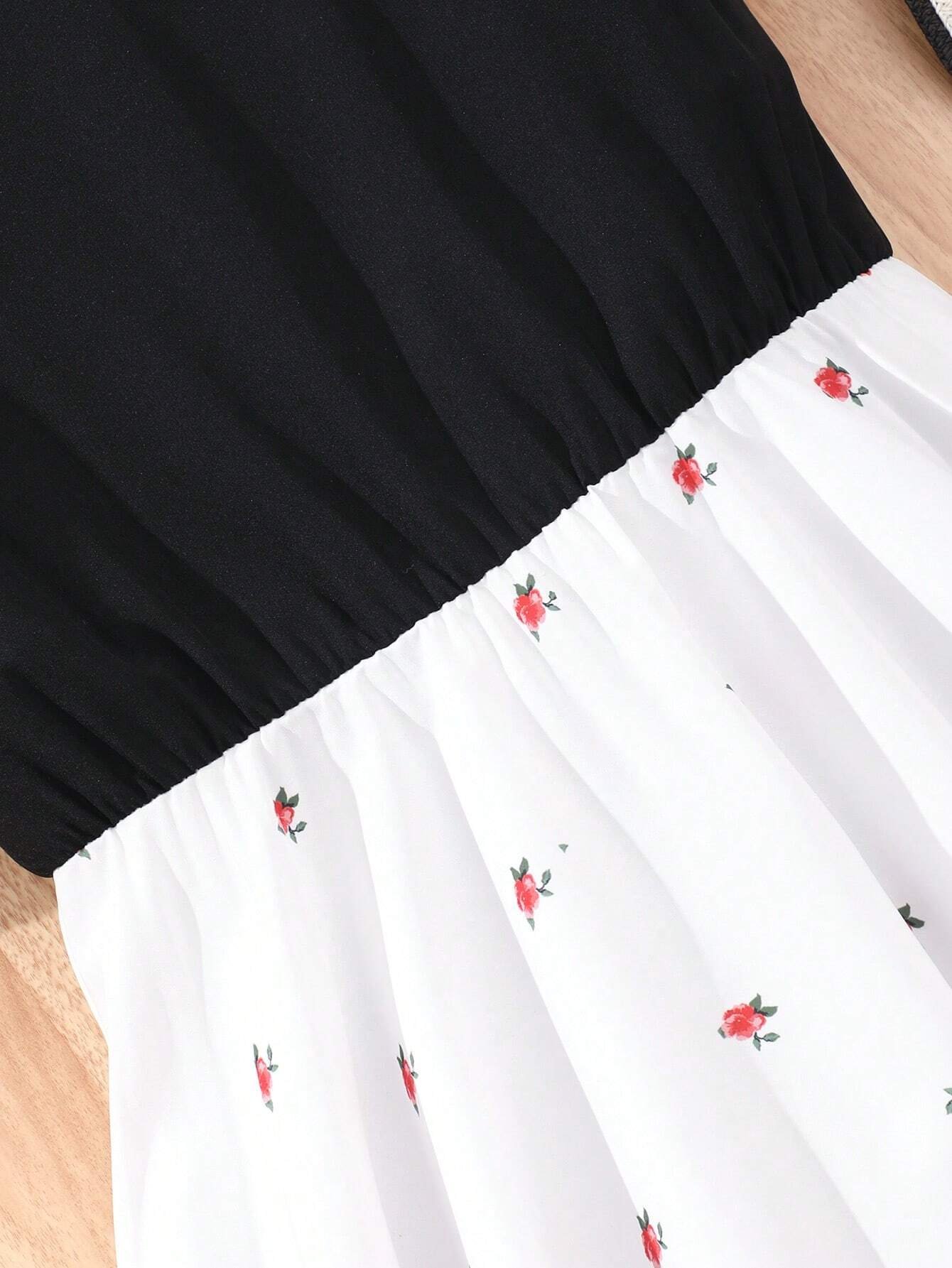 Vestido Multicolor Con Flores Y Lunares Para Niña