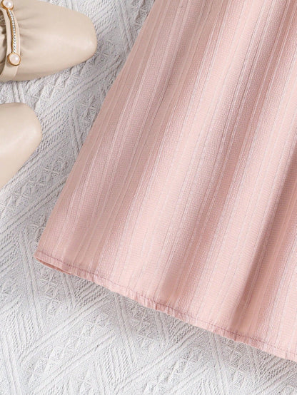 Vestido Rosa Pálido Para Niña (Cinturón No Incluido)