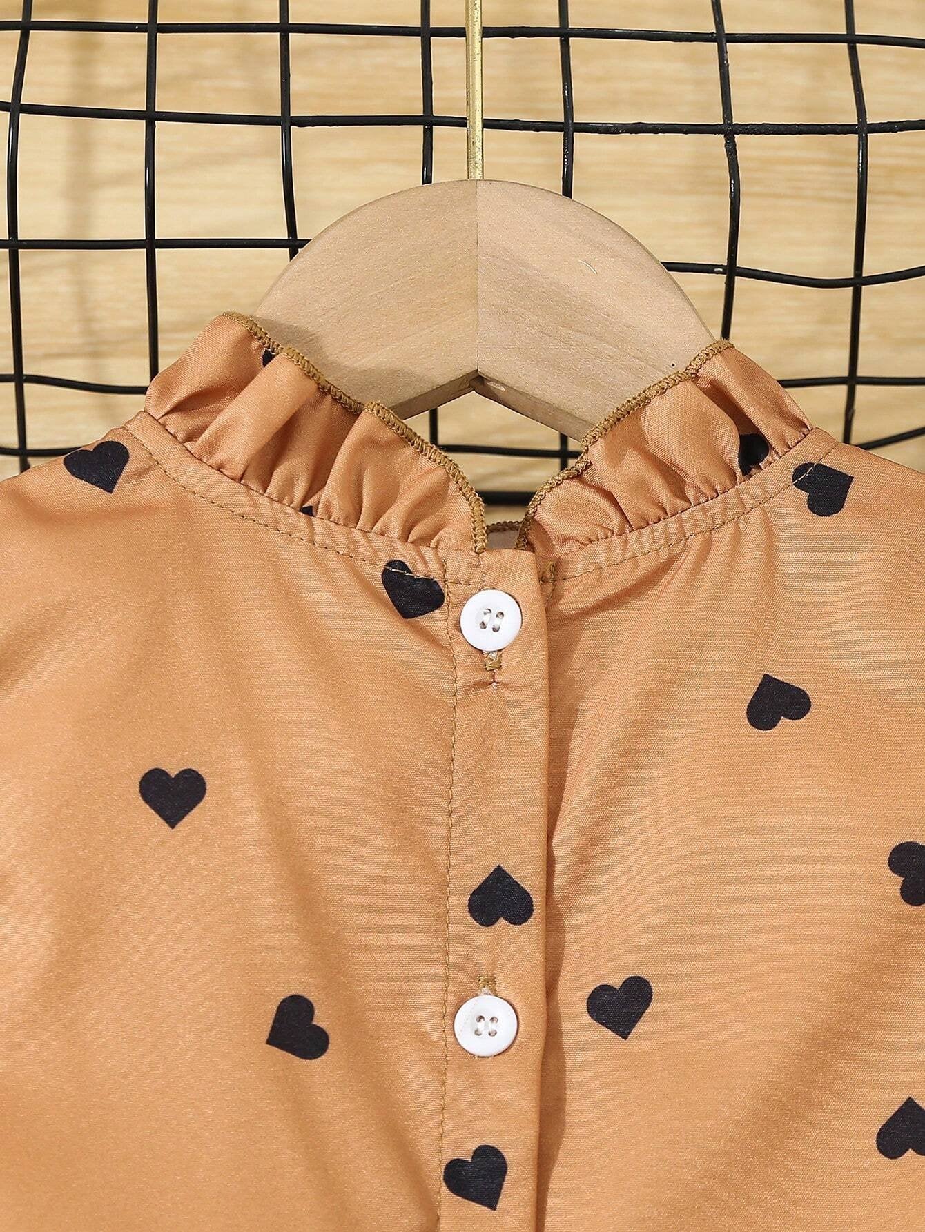 Conjunto De Corazones Con Lazo Y Pantalón Para Niña
