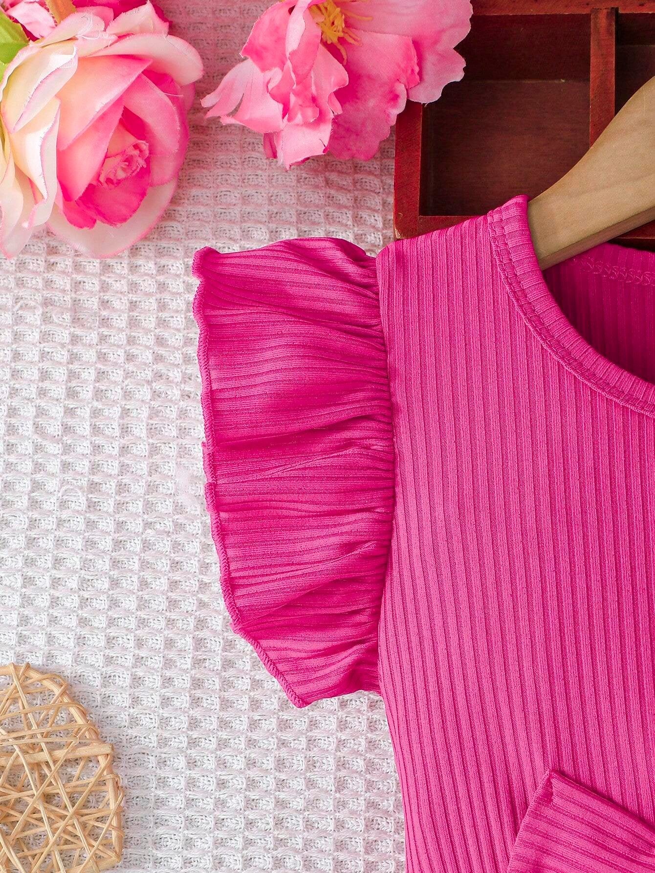 Vestido Rosa Fucsia Con Mariposas Y Lazo Para Niña