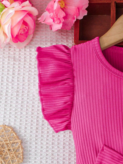 Vestido Rosa Fucsia Con Mariposas Y Lazo Para Niña