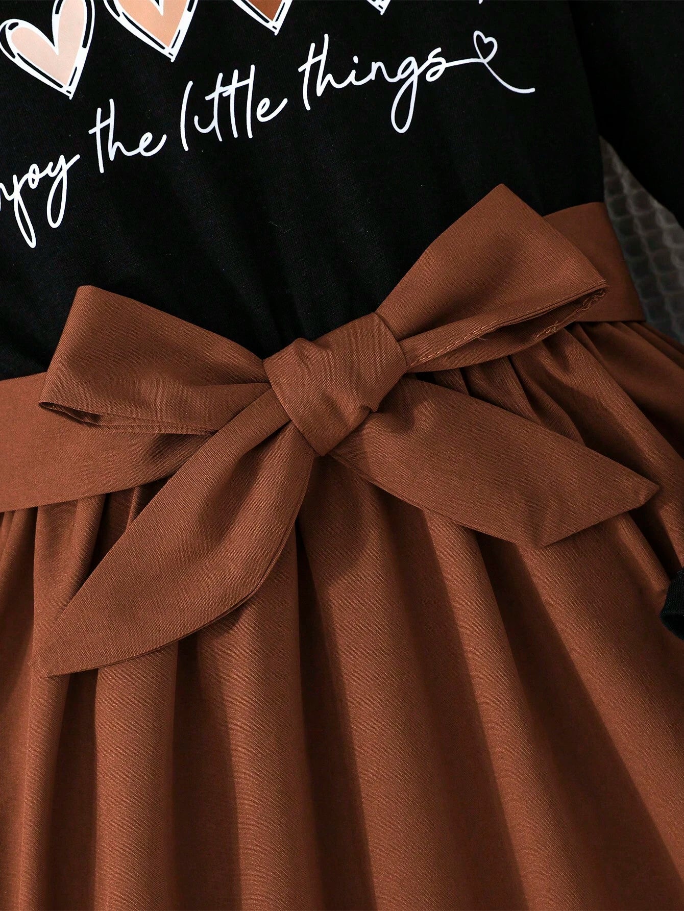 Vestido Casual Para Niña Con Moño Y Estampado De Corazones