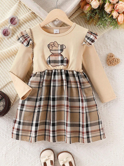 Vestido De Algodón Con Estampado De Osito Para Niña