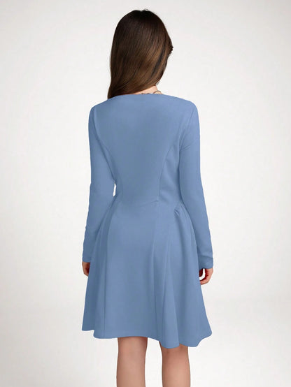 Vestido Celeste Con Escote Corazón Para Adolescente