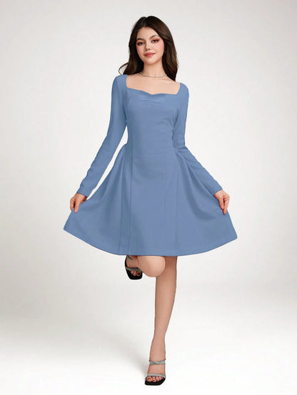 Vestido Celeste Con Escote Corazón Para Adolescente