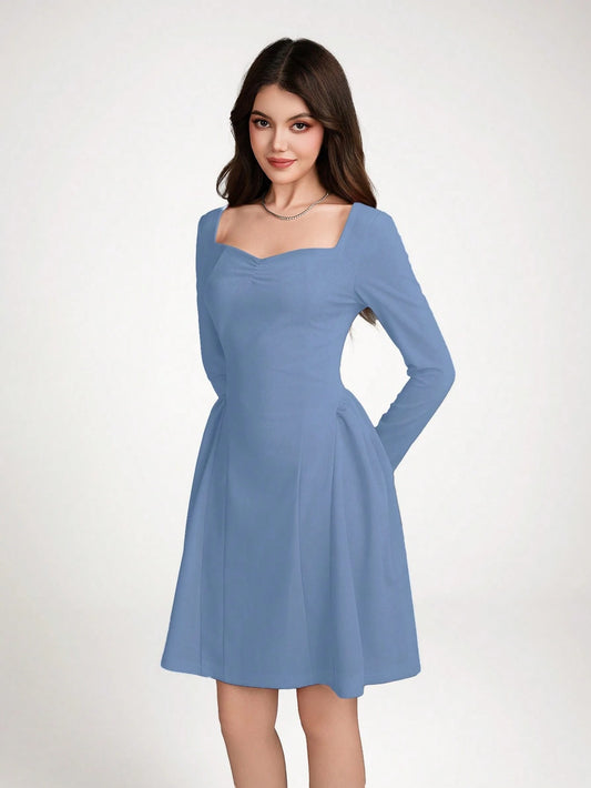 Vestido Celeste Con Escote Corazón Para Adolescente