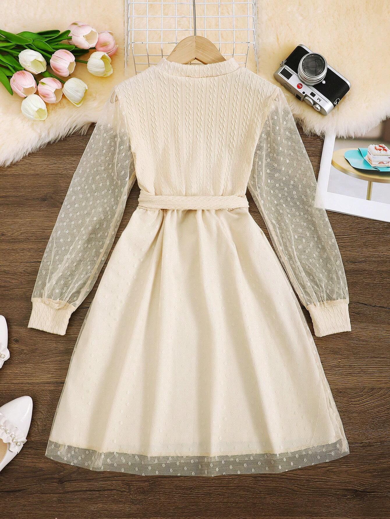 Vestido Albaricoque Con Gasa Para Niña