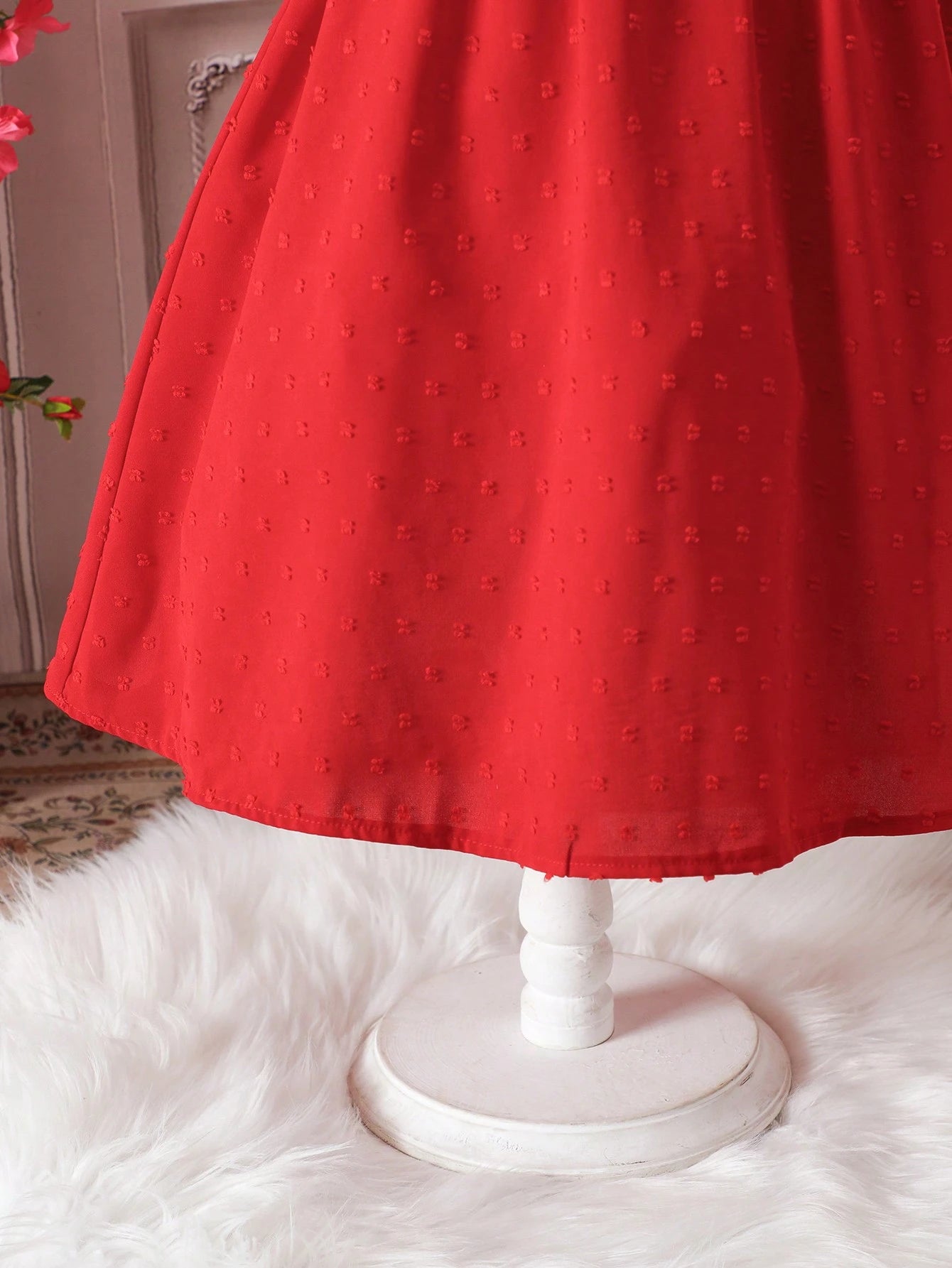 Vestido Rojo Elegante Con Lazo Para Niña
