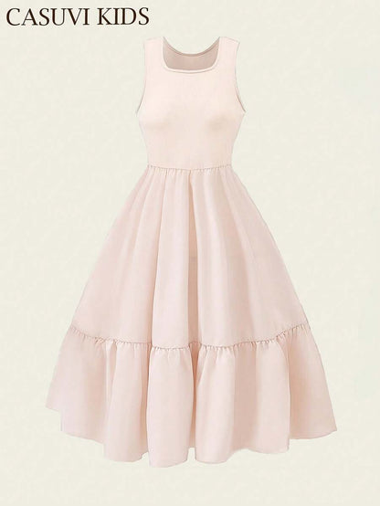 Vestido Albaricoque Para Niña De Corte Linea A