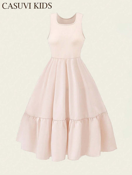 Vestido Albaricoque Para Niña De Corte Linea A