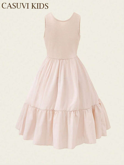 Vestido Albaricoque Para Niña De Corte Linea A