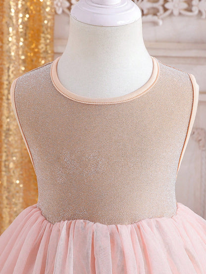 Vestido Champán Elegante De Tul Para Niña