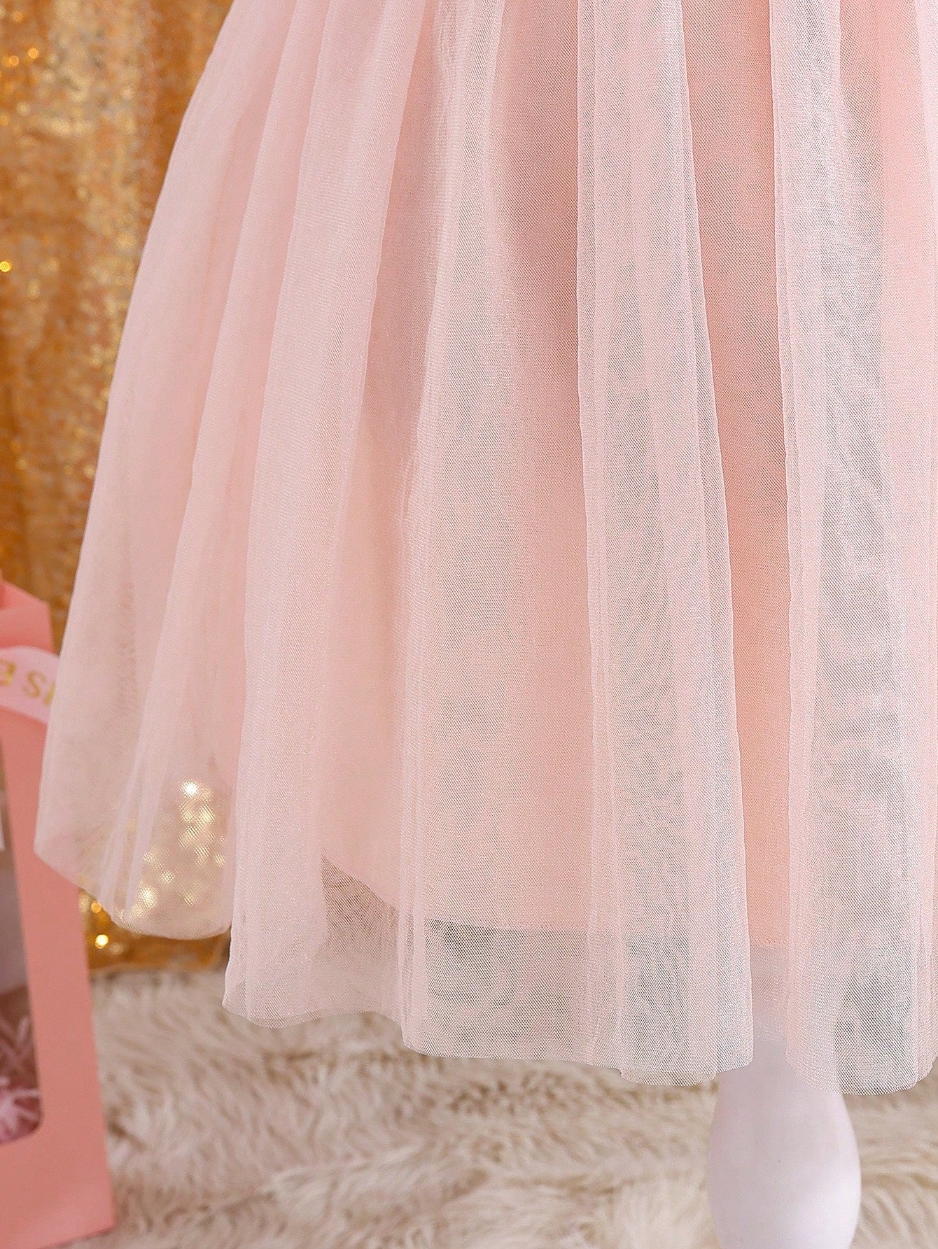 Vestido Champán Elegante De Tul Para Niña