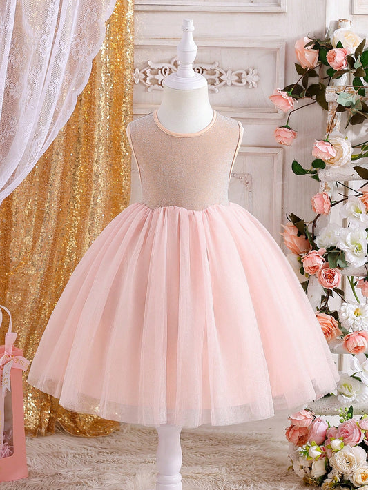 Vestido Champán Elegante De Tul Para Niña
