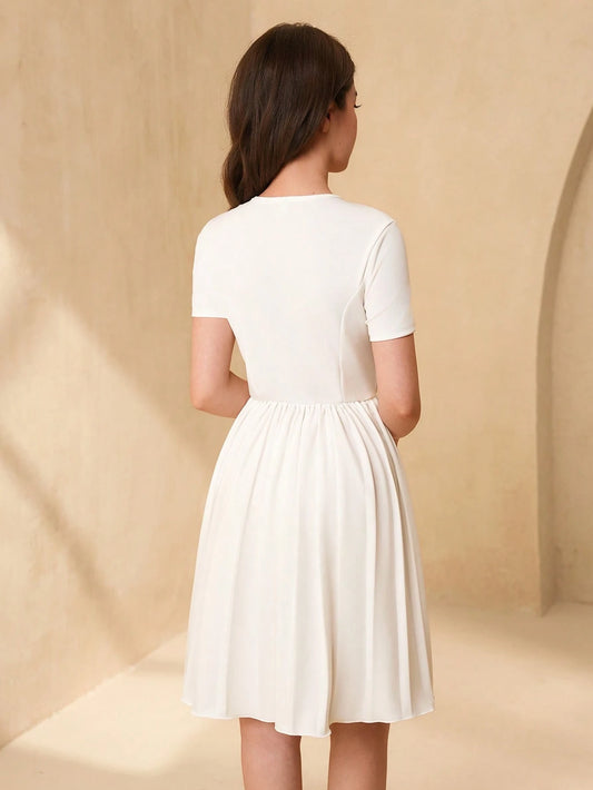 Vestido Blanco Elegante Con Botones Para Niña