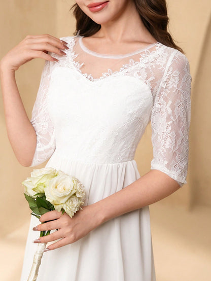 Vestido Blanco Elegante Con Encaje Para Niña
