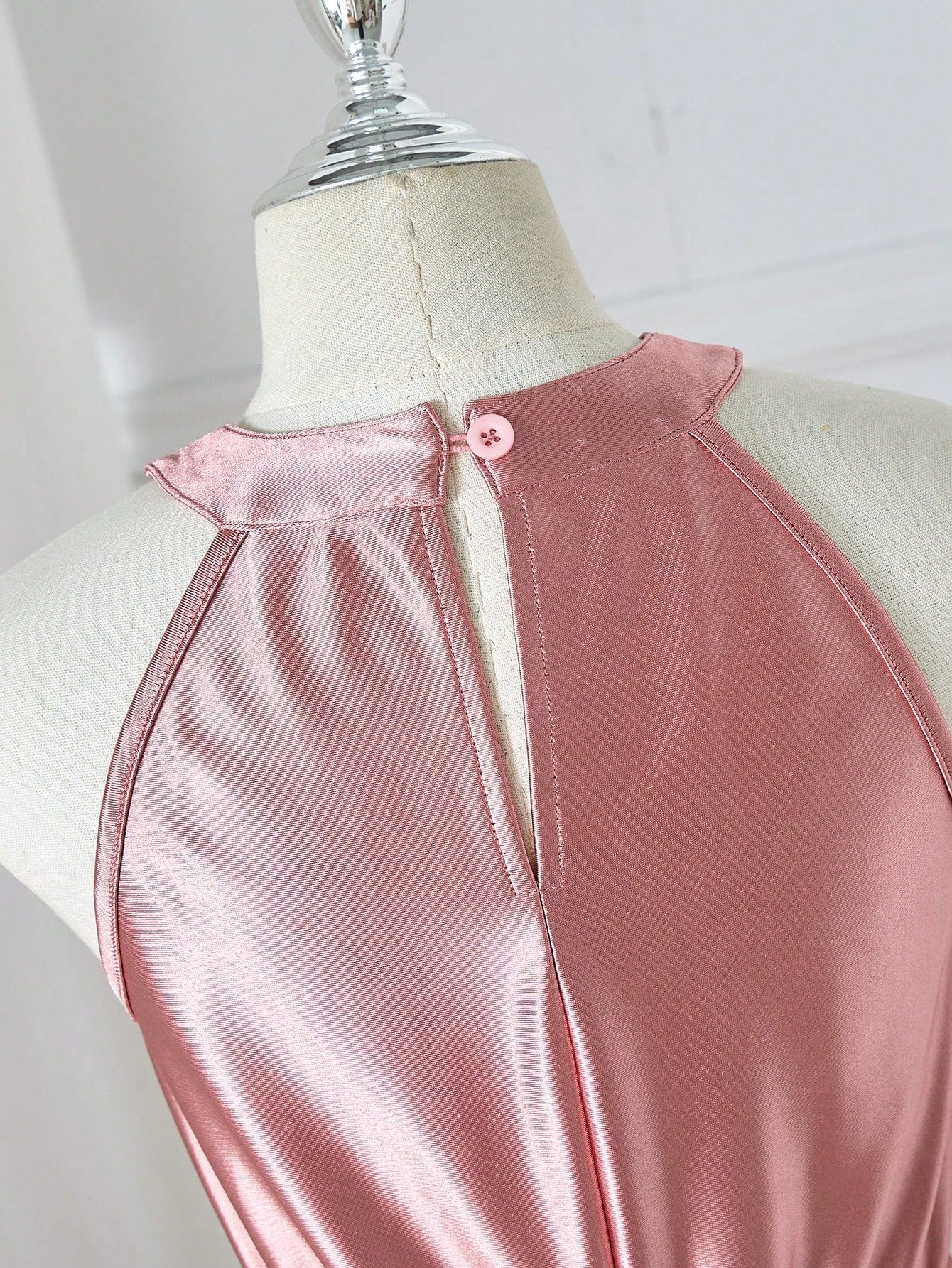 Vestido Rosa Coral Largo De Satén Para Niña