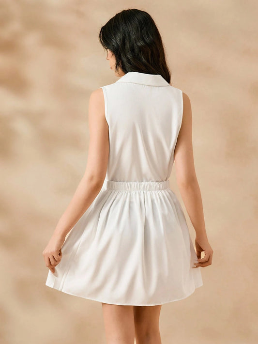 Conjunto Blanco Con Blazer Y Falda Plisada